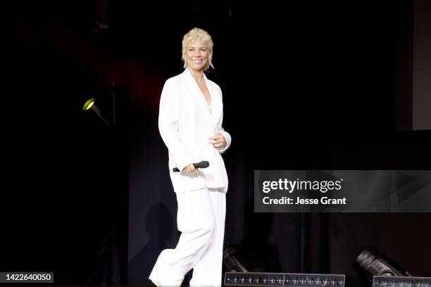 Evangeline Lilly speaks onstage during D23 Expo 2022 at Anaheim Convention Center in Anaheim, California on September 10, 2022.