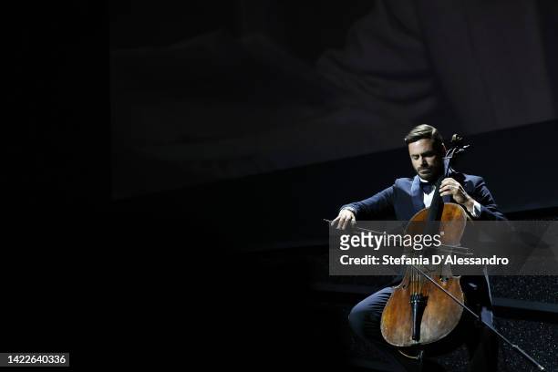 Stjepan Hauser performs on stage during the closing ceremony of the 79th Venice International Film Festival on September 10, 2022 in Venice, Italy.