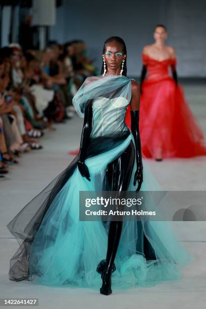 Model walks the runway for the Prabal Gurung fashion show during September 2022 New York Fashion Week: The Shows on September 10, 2022 in New York...