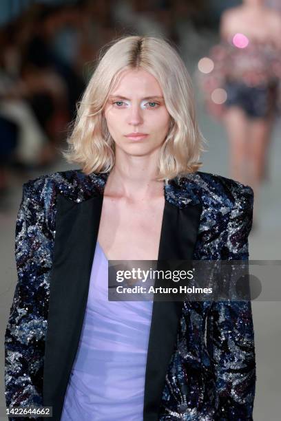 Model walks the runway for the Prabal Gurung fashion show during September 2022 New York Fashion Week: The Shows on September 10, 2022 in New York...