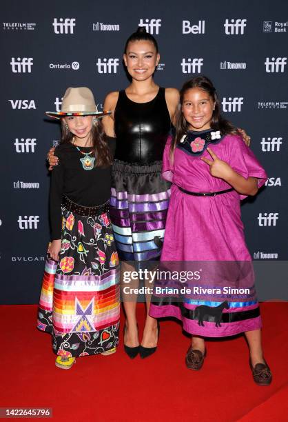 Sierra Rose McRae, Alyssa Wapanatâhk, and Summer Testawich attend the "Bones Of Crows" Premiere during the 2022 Toronto International Film Festival...