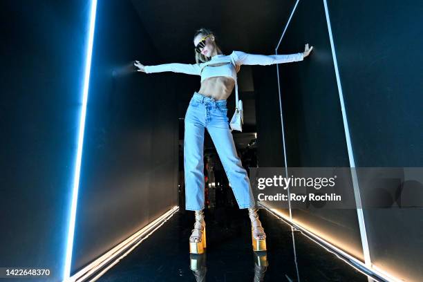 Model, Joy Corrigan poses at the alo presentation during NYFW: The Shows 2022 at Spring Studios on September 10, 2022 in New York City.