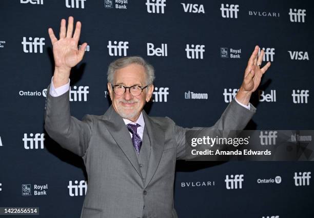 Steven Spielberg attends "The Fabelmans" Premiere during the 2022 Toronto International Film Festival at Princess of Wales Theatre on September 10,...