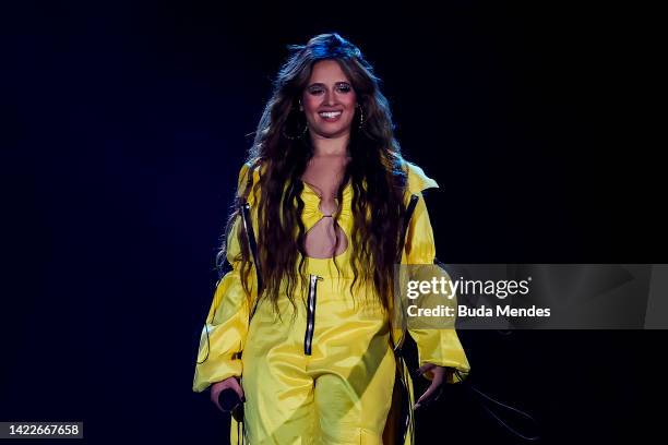 Camila Cabello performs at the Mundo Stage during the Rock in Rio Festival at Cidade do Rock on September 10, 2022 in Rio de Janeiro, Brazil. The...