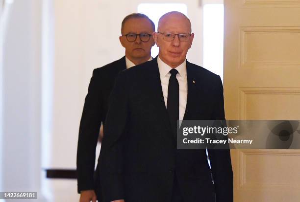 Governor-General David Hurley , Prime Minister Anthony Albanese with his ministers attend a special meeting of the Federal Executive Council at...