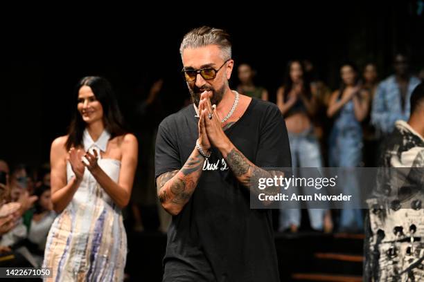 Designer Antonio Tadrissi closes the runway for Dust Of Gods At New York Fashion Week Powered By Art Hearts Fashion September 2022 at The Angel...