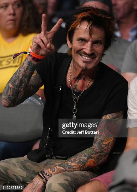 Musician Tommy Lee is seen in attendance during the UFC 279 event at T-Mobile Arena on September 10, 2022 in Las Vegas, Nevada.