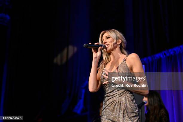 Debbie Gibson performs on stage during the International Tennis Hall of Fame Legends Ball at Cipriani 42nd Street on September 10, 2022 in New York...