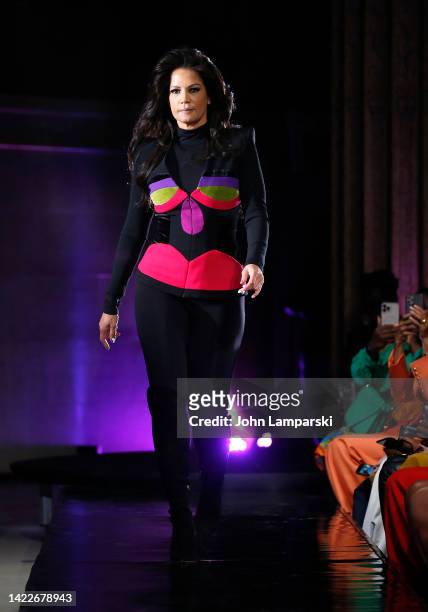 Model Veronica Webb walks the runway during Sergio Hudson fashion show during New York Fashion Week: The Shows on September 10, 2022 in New York City.