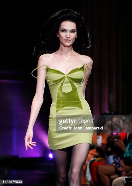 Model walks the runway during Sergio Hudson fashion show during New York Fashion Week: The Shows on September 10, 2022 in New York City.