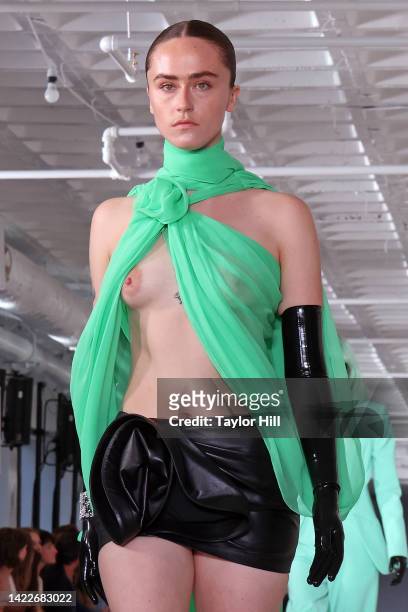 Ella Emhoff walks the runway during the S/S 2023 Prabal Gurung fashion show during New York Fashion Week at United Nations Plaza on September 10,...