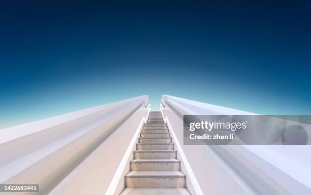 a white staircase to the sky - escalera hacia el cielo fotografías e imágenes de stock