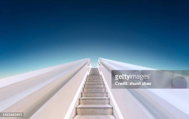a white staircase to the sky - 天国　階段 ストックフォトと画像