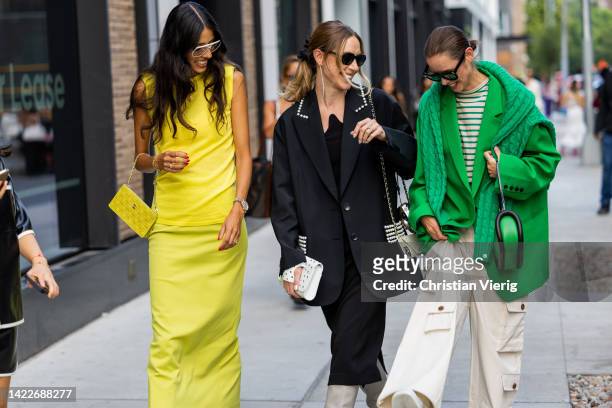 Guests laughing outside Tibi on September 10, 2022 in New York City.