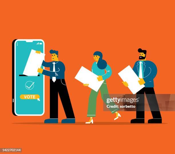 online-voting - smartphone - nominierung stock-grafiken, -clipart, -cartoons und -symbole