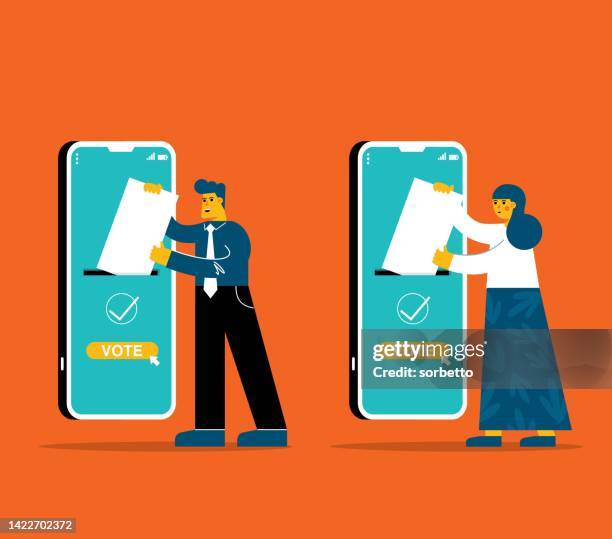 on-line voting - electronic voting stock illustrations