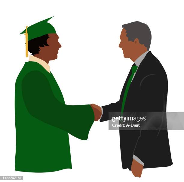 graduation send off green gown - medical school graduation stock illustrations