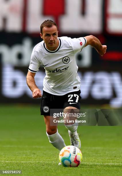 Mario Goetze of Frankfurt runs with the ball during the Bundesliga match between Eintracht Frankfurt and VfL Wolfsburg at Deutsche Bank Park on...