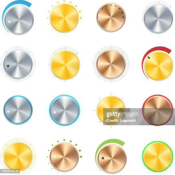 ilustrações, clipart, desenhos animados e ícones de vetor volume discos - volume knob