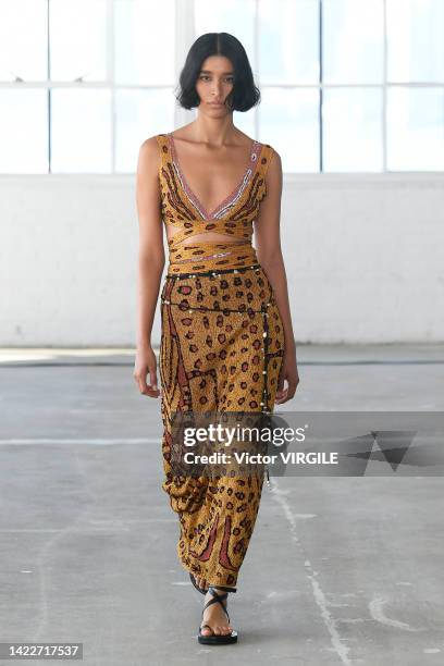 Model walks the runway during the Altuzzara Ready to Wear Spring/Summer 2023 show as part of the New York Fashion Week on September 10, 2022 in NY.