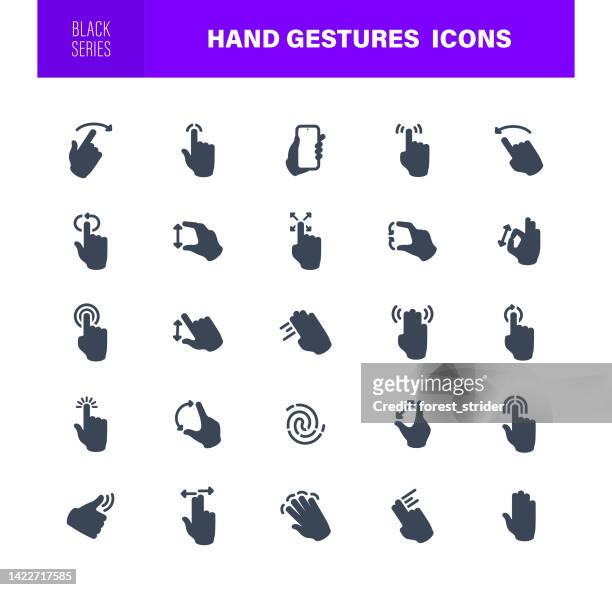 handgesten icons set - daumen drücken stock-grafiken, -clipart, -cartoons und -symbole