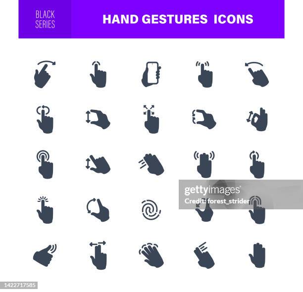 bildbanksillustrationer, clip art samt tecknat material och ikoner med hand gestures icons set - pinching