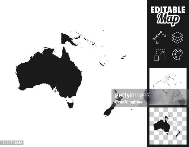 ozeanien karten für design. leicht editierbar - australia maps stock-grafiken, -clipart, -cartoons und -symbole