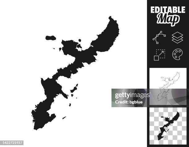 okinawa island maps for design. easily editable - okinawa prefecture stock illustrations