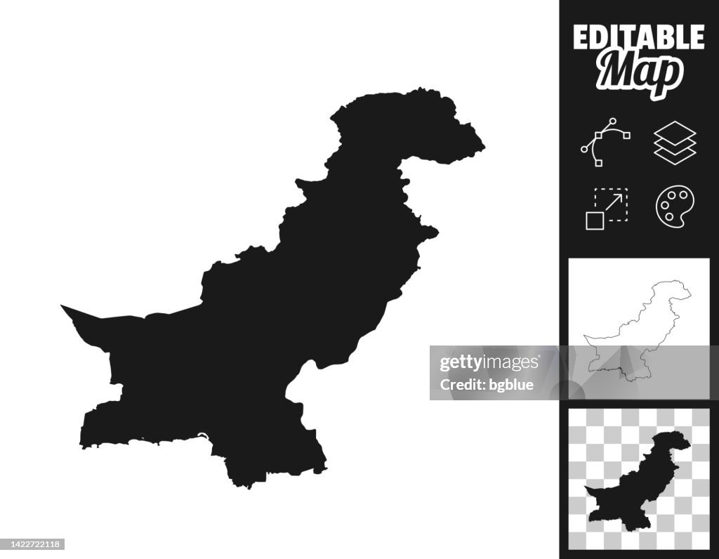 Mapas de Pakistán para el diseño. Fácilmente editable