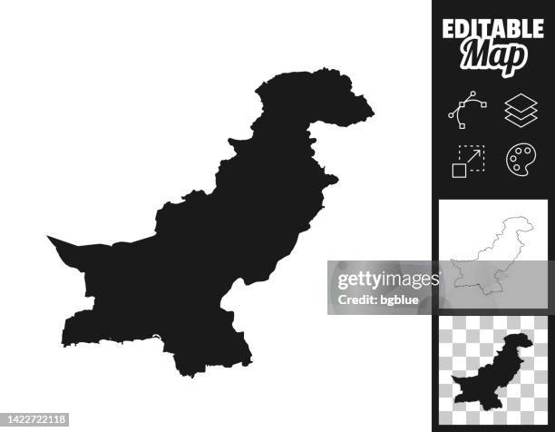 ilustraciones, imágenes clip art, dibujos animados e iconos de stock de mapas de pakistán para el diseño. fácilmente editable - pakistán