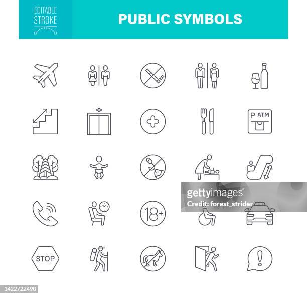 public navigation icons editable stroke - coat check stock illustrations