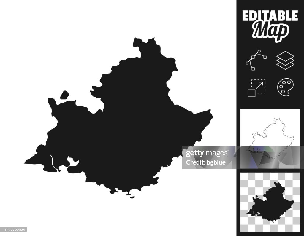 Provence-Alpes-Cote d'Azur maps for design. Easily editable