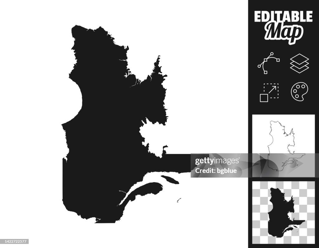 Quebec Clean Map Quebec Maps For Design Easily Editable High-Res Vector Graphic - Getty ...