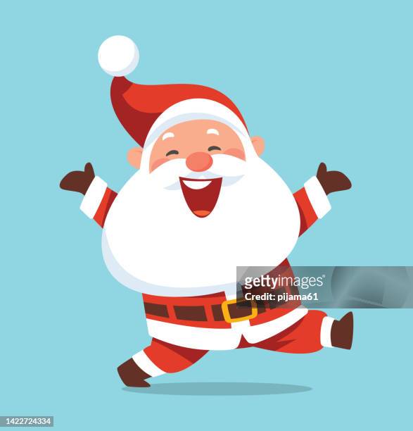 glücklicher weihnachtsmann lächelt - santa hat stock-grafiken, -clipart, -cartoons und -symbole