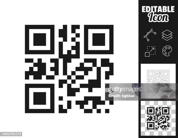 qr-code. icon für design. leicht editierbar - verschlüsselung stock-grafiken, -clipart, -cartoons und -symbole