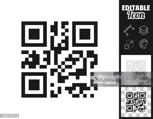 qr-code. icon für design. leicht editierbar - qr code stock-grafiken, -clipart, -cartoons und -symbole