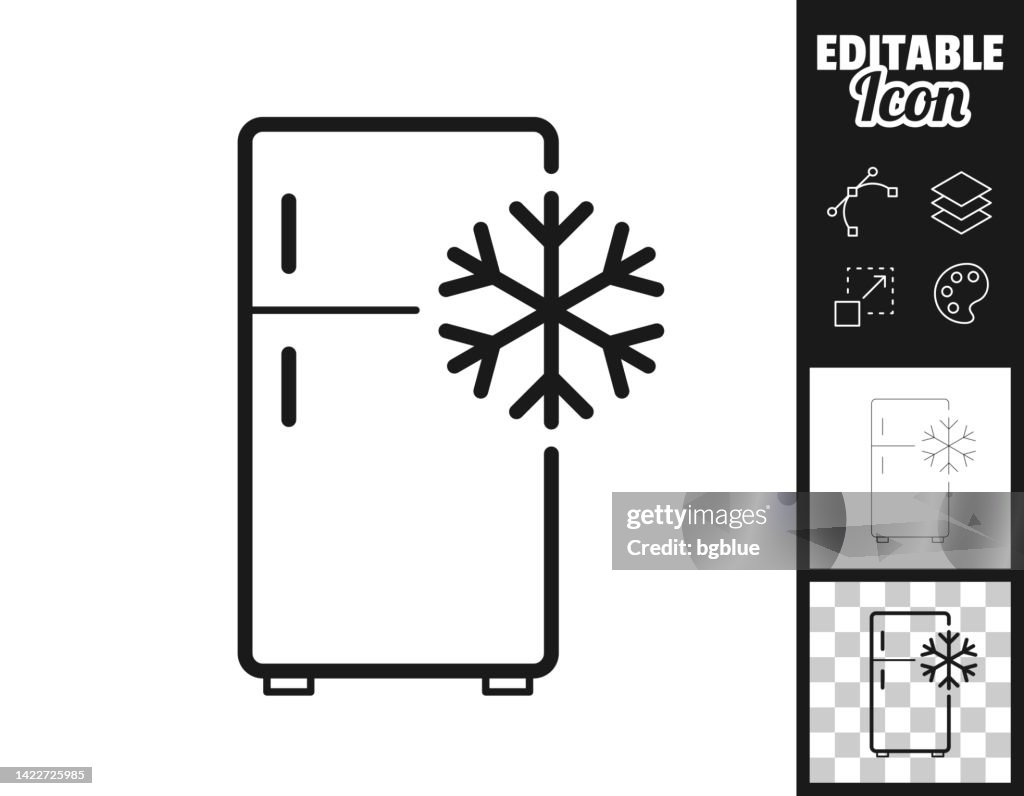 Fridge with snowflake. Icon for design. Easily editable