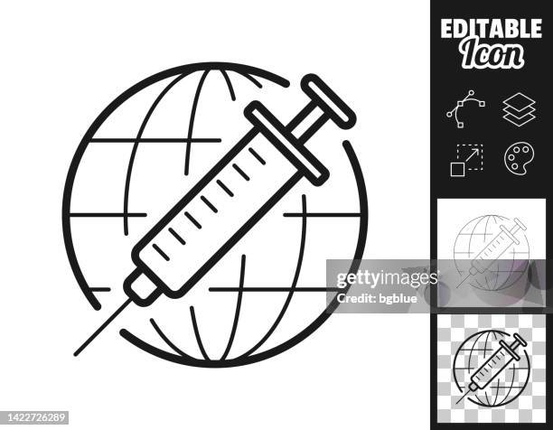 vaccine - global vaccination. icon for design. easily editable - needle stock illustrations