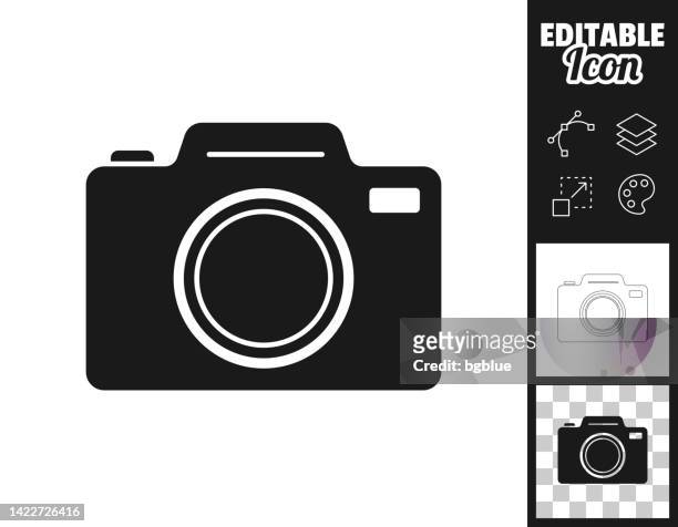 fotokamera. icon für design. leicht editierbar - camera stock-grafiken, -clipart, -cartoons und -symbole