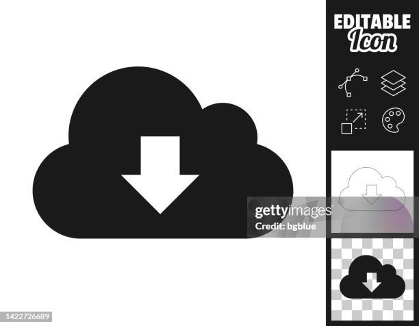 cloud download. icon for design. easily editable - cloud computing icon stock illustrations