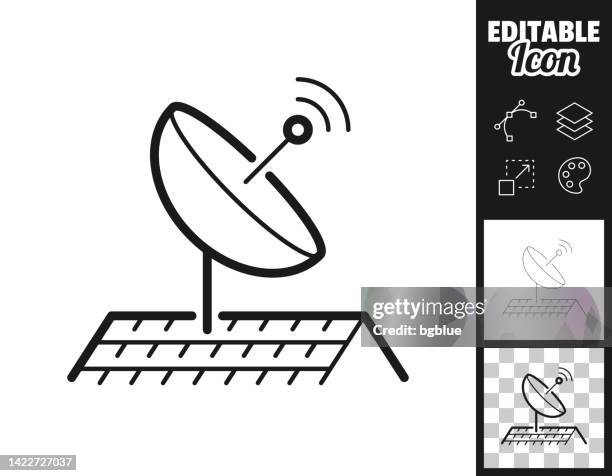 satellite dish on roof. icon for design. easily editable - television aerial stock illustrations