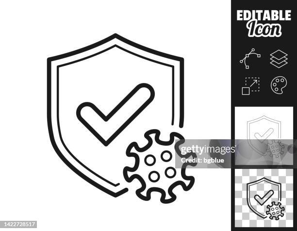 virus protection approved. icon for design. easily editable - pathogen stock illustrations