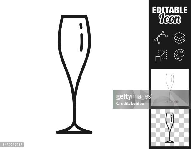 glas champagner. icon für design. leicht editierbar - champagne glass stock-grafiken, -clipart, -cartoons und -symbole
