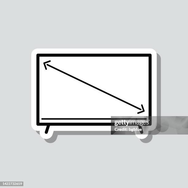 ilustrações de stock, clip art, desenhos animados e ícones de tv screen size. icon sticker on gray background - inch