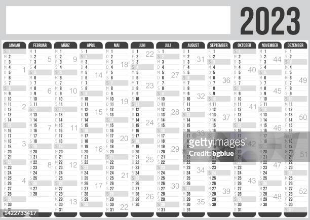 deutscher kalender 2023 - calendar days stock-grafiken, -clipart, -cartoons und -symbole