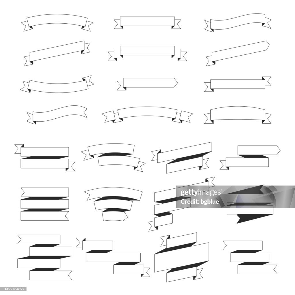 Poster Ribbon Line Design Set Of Ribbons Banners Design Elements On White Background High-Res ...