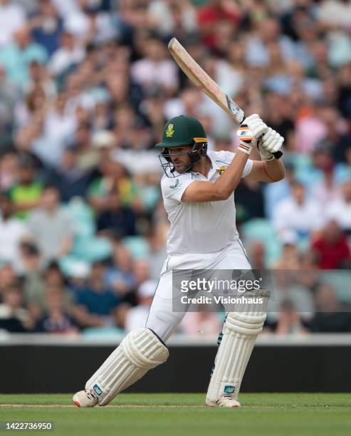 Wiaan Mulder of South Africa batting during Day Three of the Third LV= Insurance Test Match between England and South Africa at The Kia Oval on...