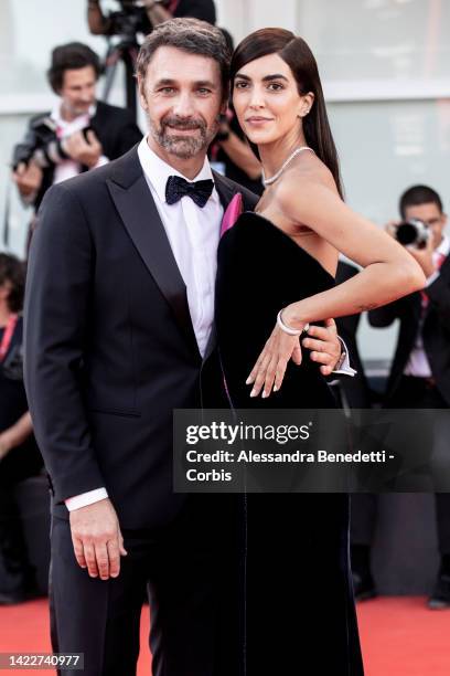 Rocio Munoz Morales and Raul Bova attend the closing ceremony red carpet at the 79th Venice International Film Festival on September 10, 2022 in...