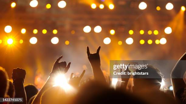 audience in a rock concert - rock music stock pictures, royalty-free photos & images