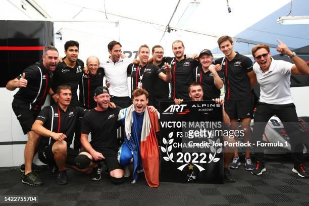 Formula 3 Champion Victor Martins of France and ART Grand Prix celebrates with his team after the Round 9:Monza Feature race of the Formula 3...
